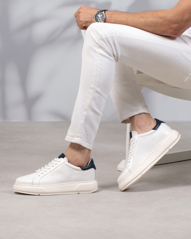 Massimo Blanc Bleu Cuir